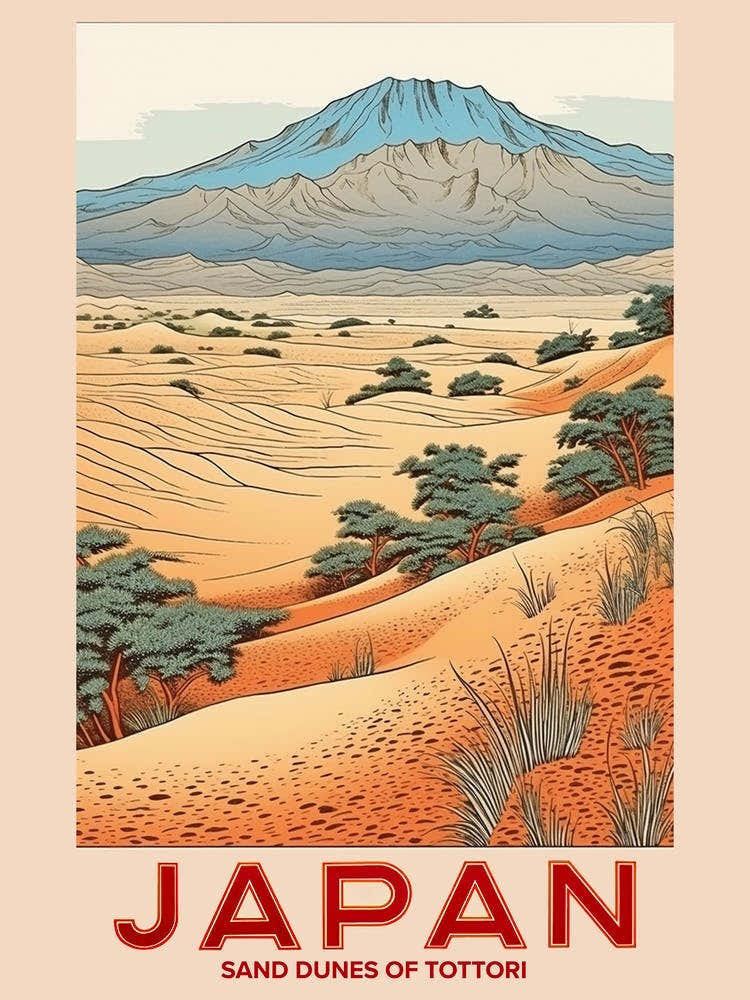 Sand Dunes Of Tottori, Visit Japan Vintage Travel Art 3