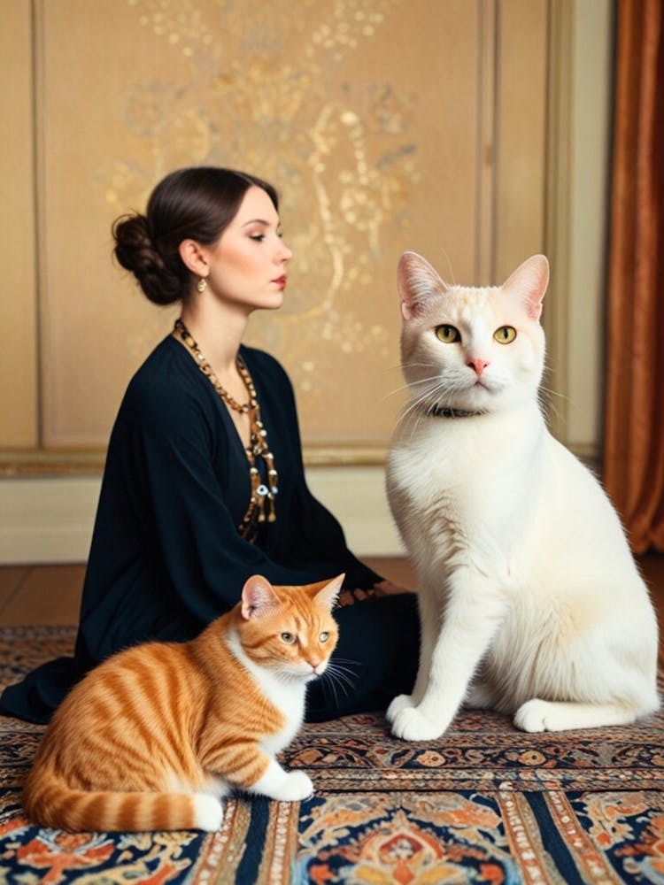 Portrait Of A Woman With Cats 1