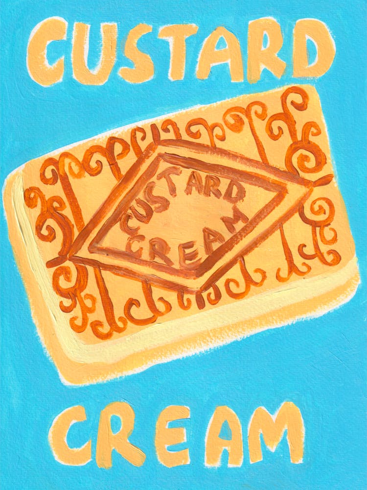 Custard Cream Biscuit Food Art Original Painting Poster