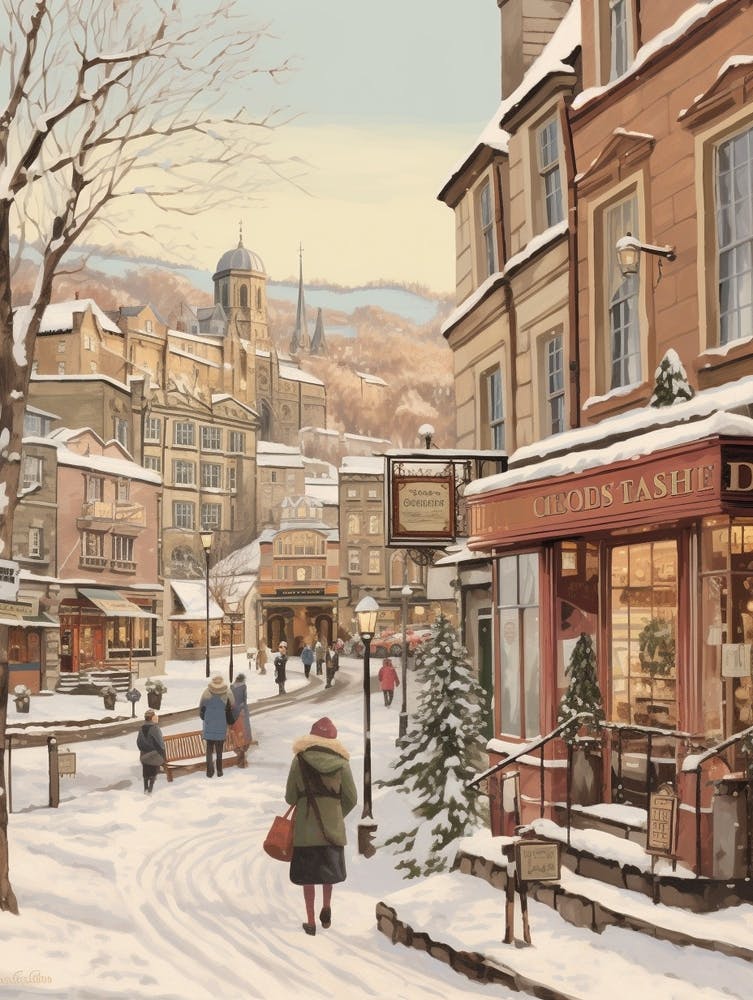 Vintage Winter Illustration Edinburgh Scotland 7