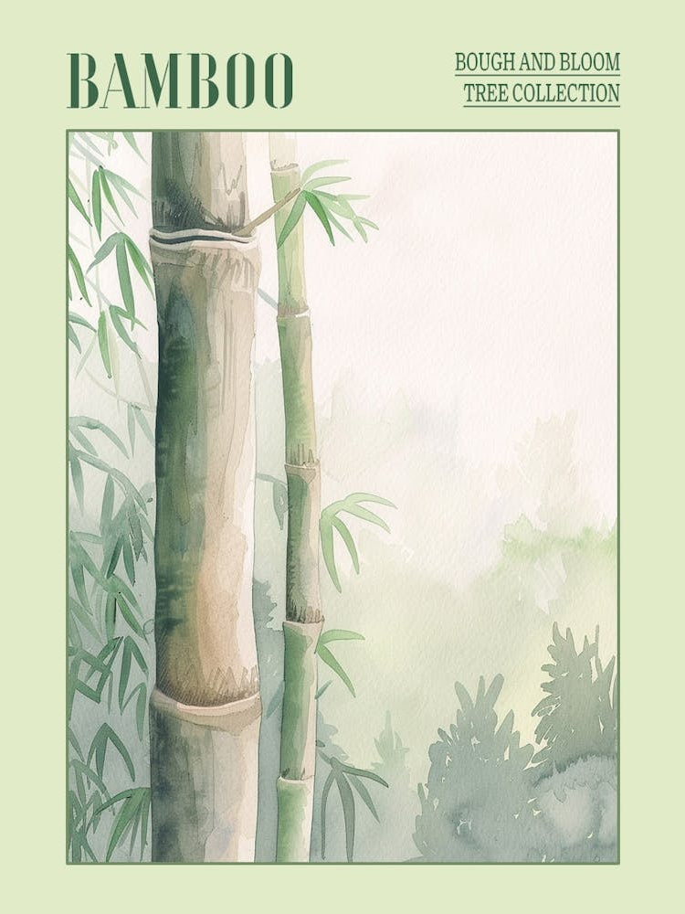 Bamboo Tree Atmospheric Watercolour Painting 2 Poster