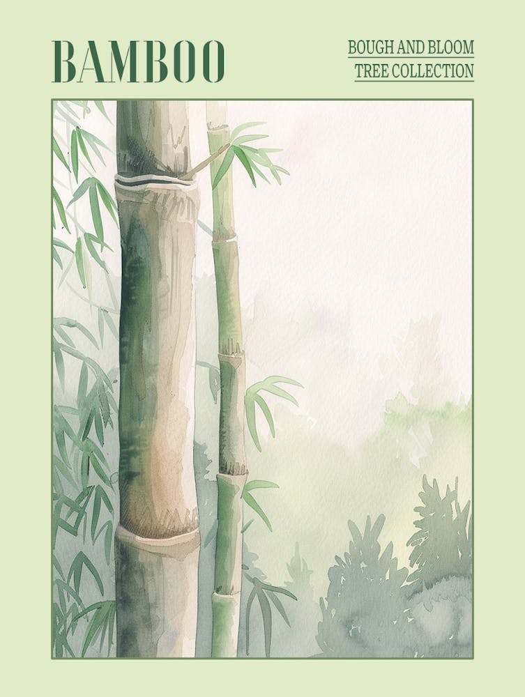 Bamboo Tree Atmospheric Watercolour Painting 2 Poster