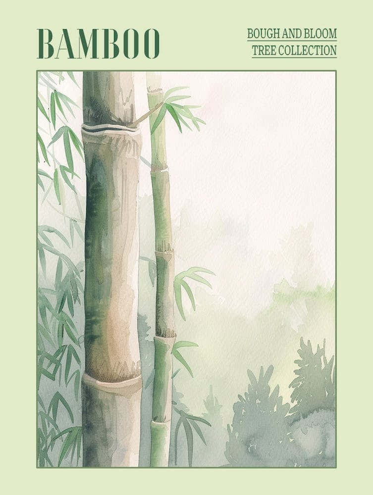 Bamboo Tree Atmospheric Watercolour Painting 2 Poster