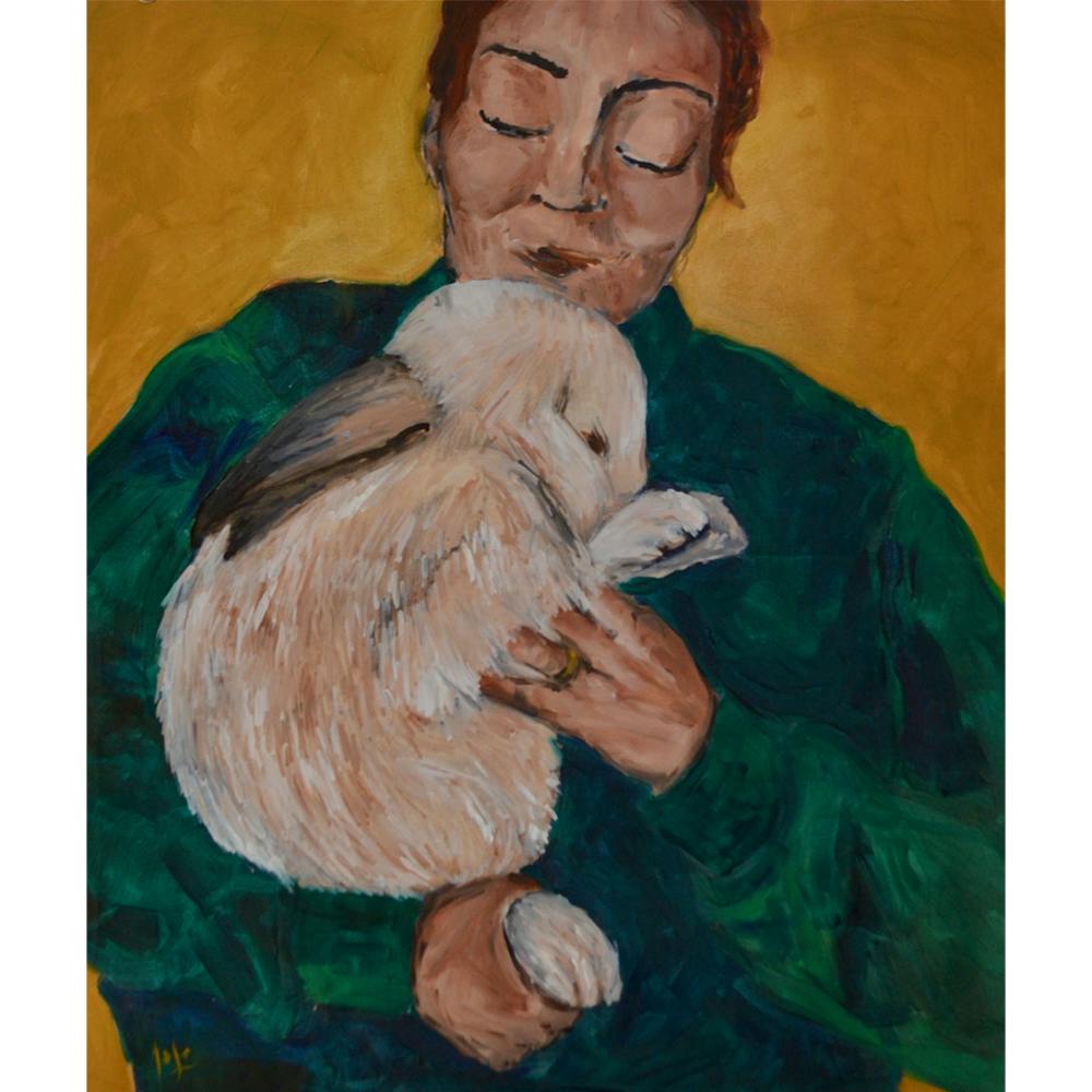 La dueña de un conejo