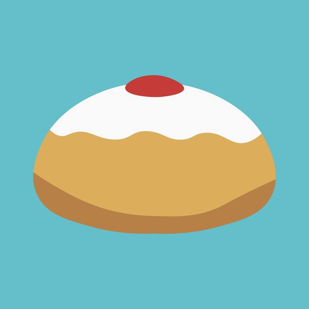 Hanukkah Holiday Sufganiyah Flat Design Icon