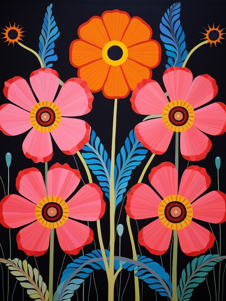 Flower Motif Painting Cosmos 5