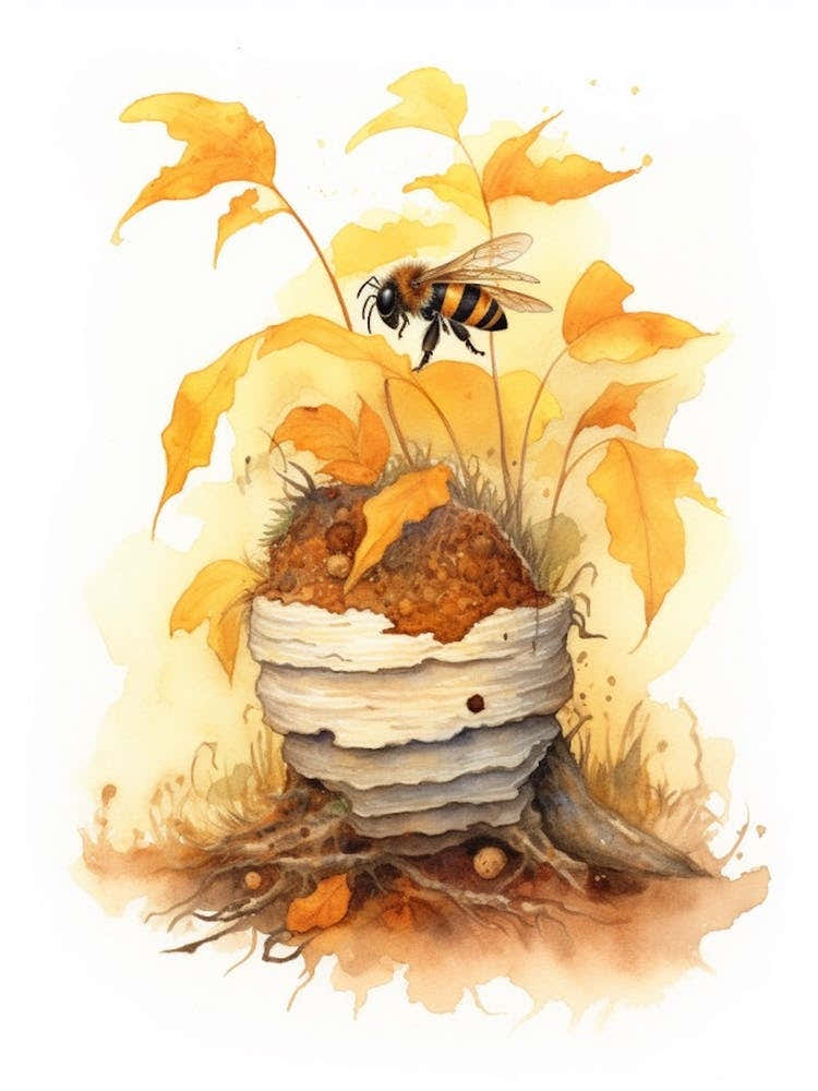 Propolis Bee Beehive Watercolour Illustration 2
