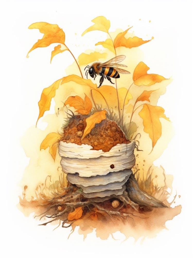 Propolis Biene Bienenstock Aquarell Illustration 2