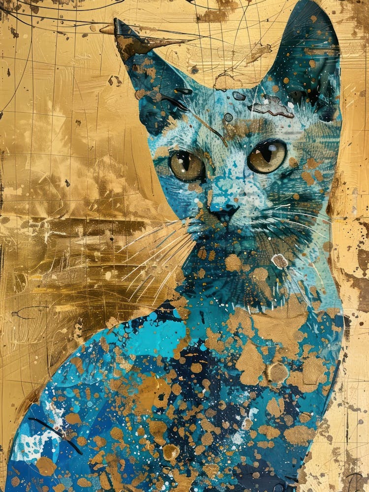 Cat Gold Effect Collage 4