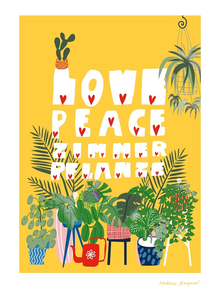 Love Peace Zimmerpflanze Print