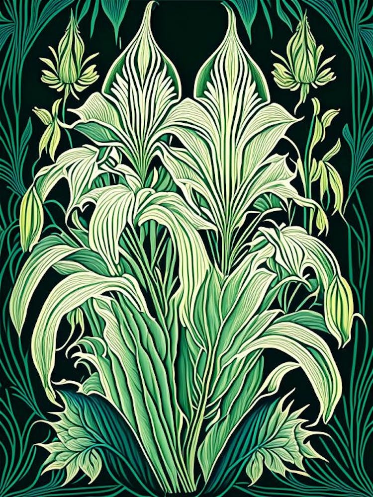 Hosta 1 - Blumig-Botanisches Vintage-Poster