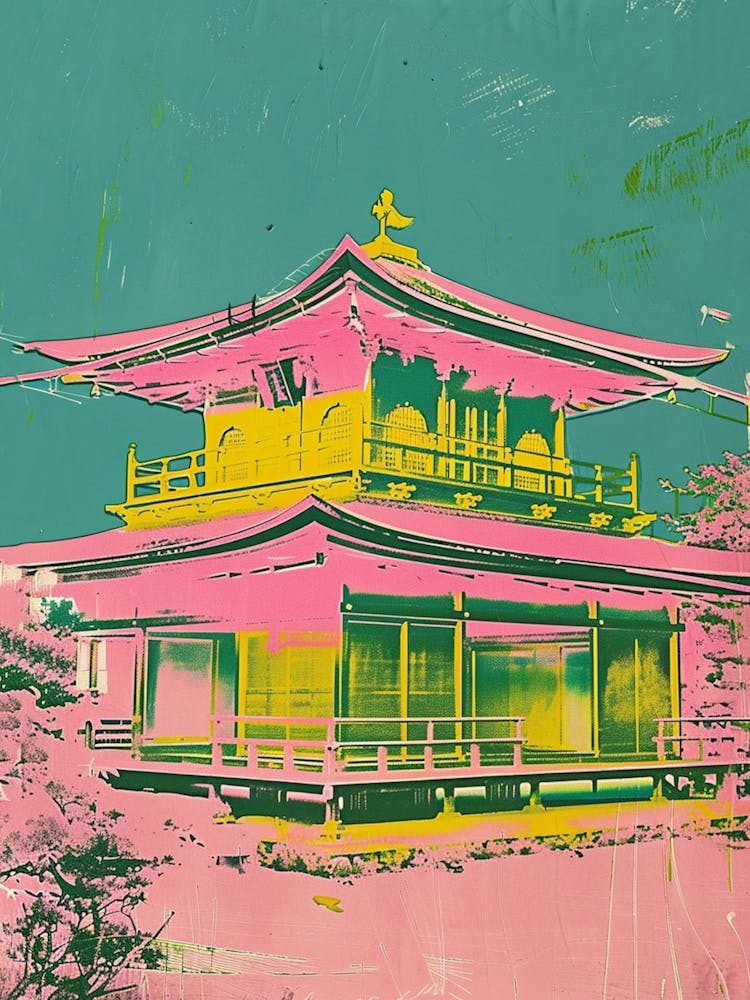 Kinkaku Ji Golden Pavilion In Kyoto Duotone Silkscreen 2