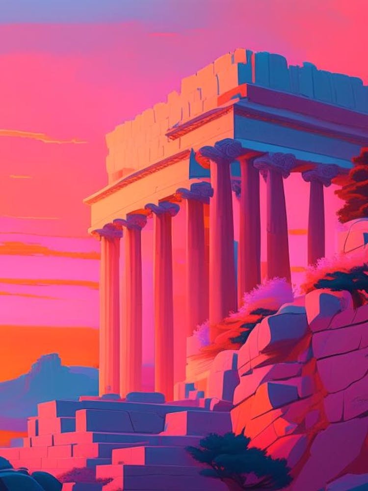 Die Akropolis Sonnenuntergang verträumte Landschaft