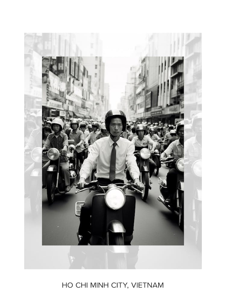 Poster Of Ho Chi Minh City, Vietnam, Black And White Old Photo 2
