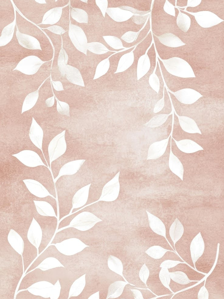 White Leaves On A Pink Background