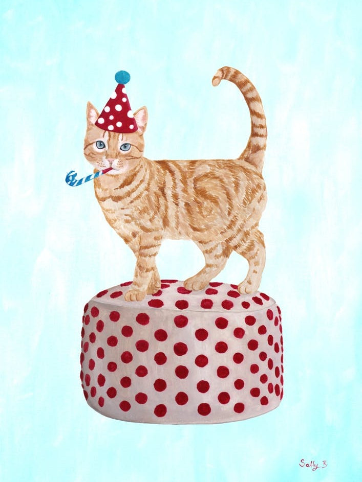 Party Ginger Cat On A Pouf