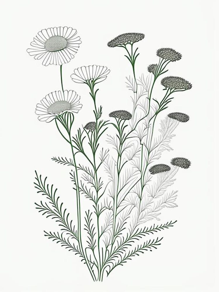 Herbe de Camomille - Dessin au Trait Inspiré par William Morris 2