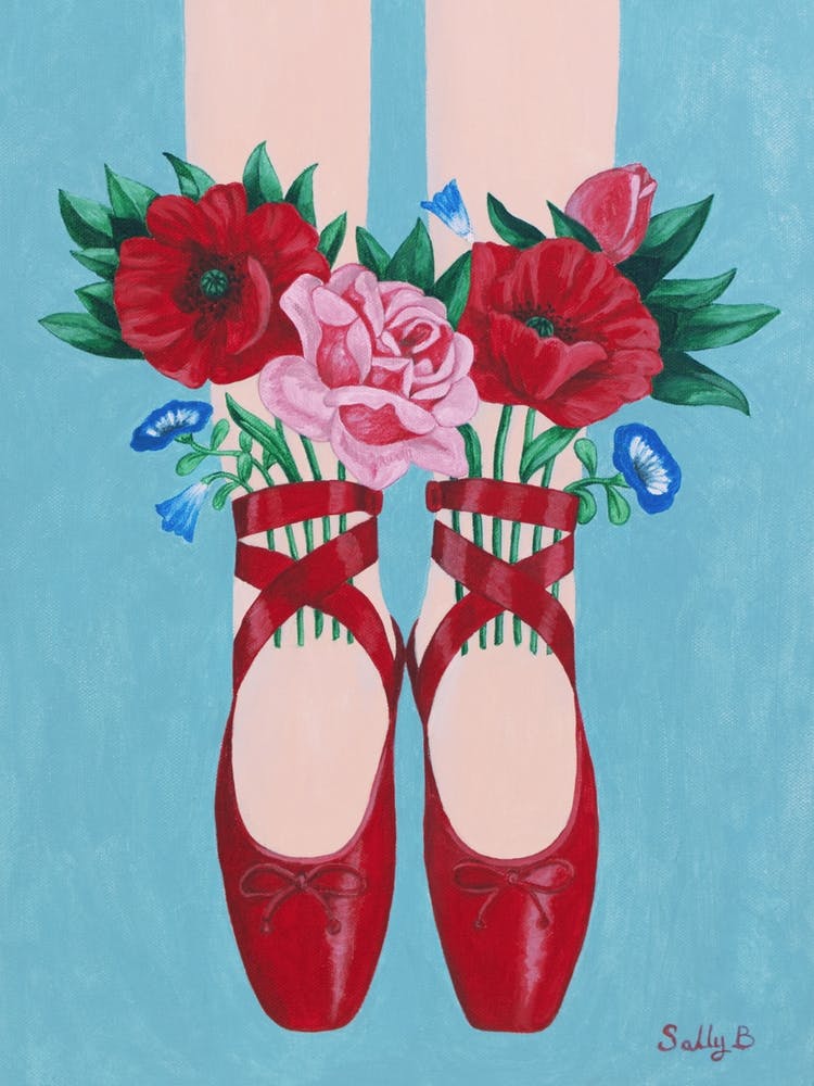 Red Shoes And Flowers