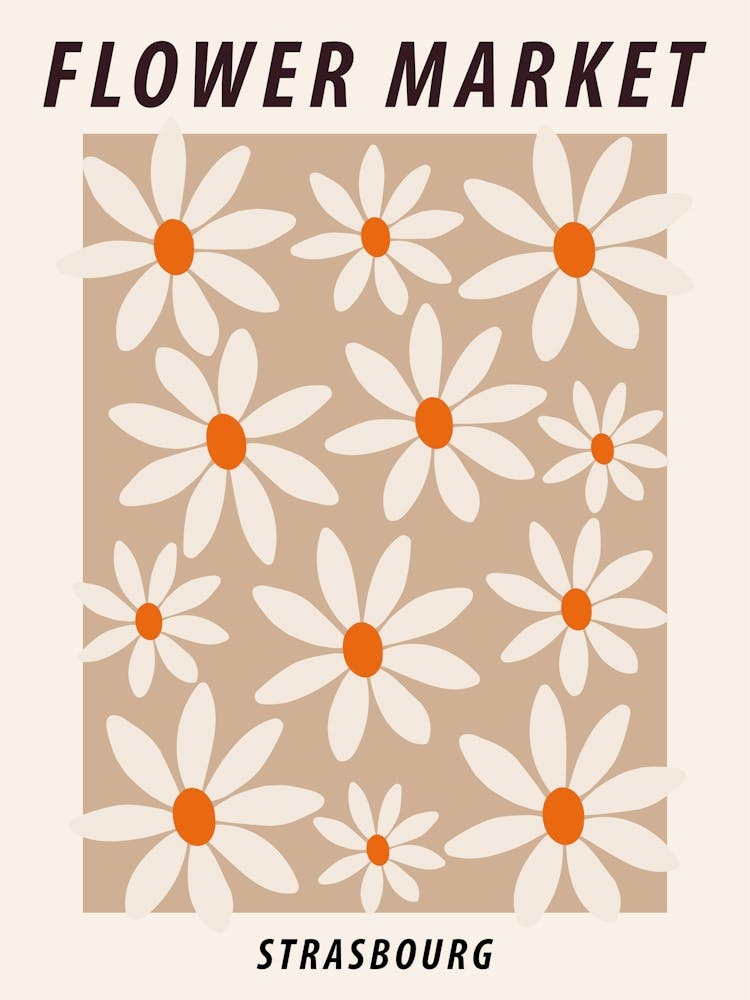 Flower market Strasbourg, Beige flowers, Neutral boho art print