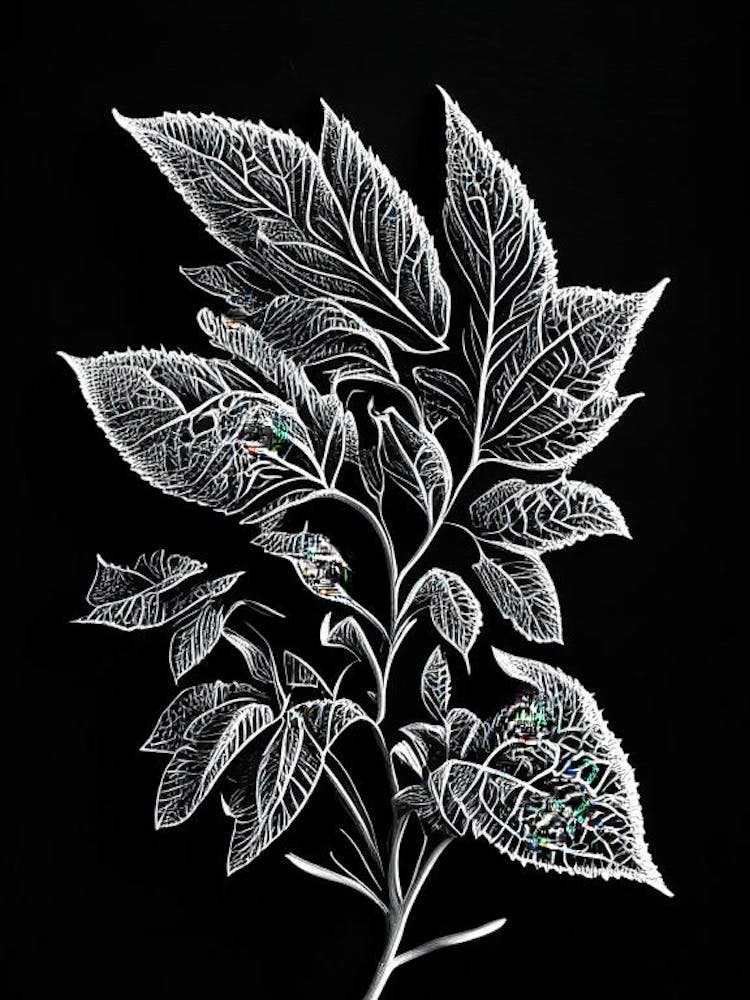 Oregano Leaf Linocut 3