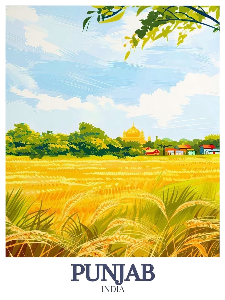 Punjab Prints Punjab Poster Punjab Wall Art Punjab Framed Punjab Artwork Harminder Sahib Art Golden Temple Canvas Punjab Canvas