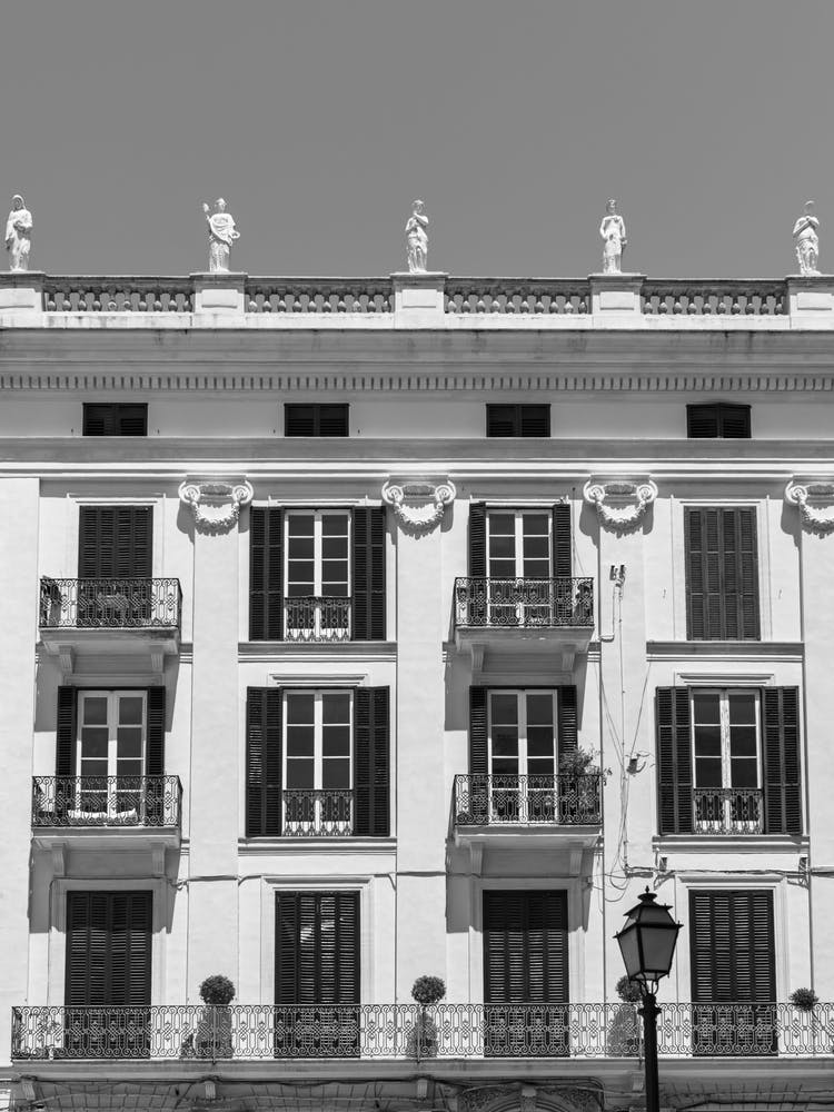 Old French Building Black And White