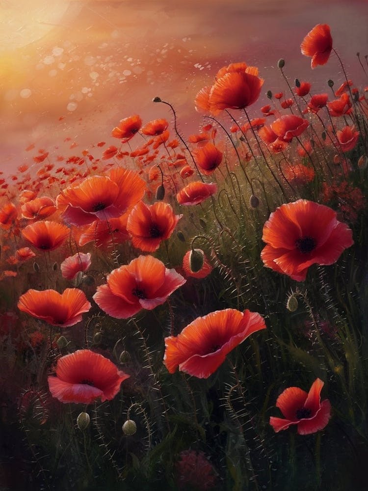 Poppies At Sunset 1