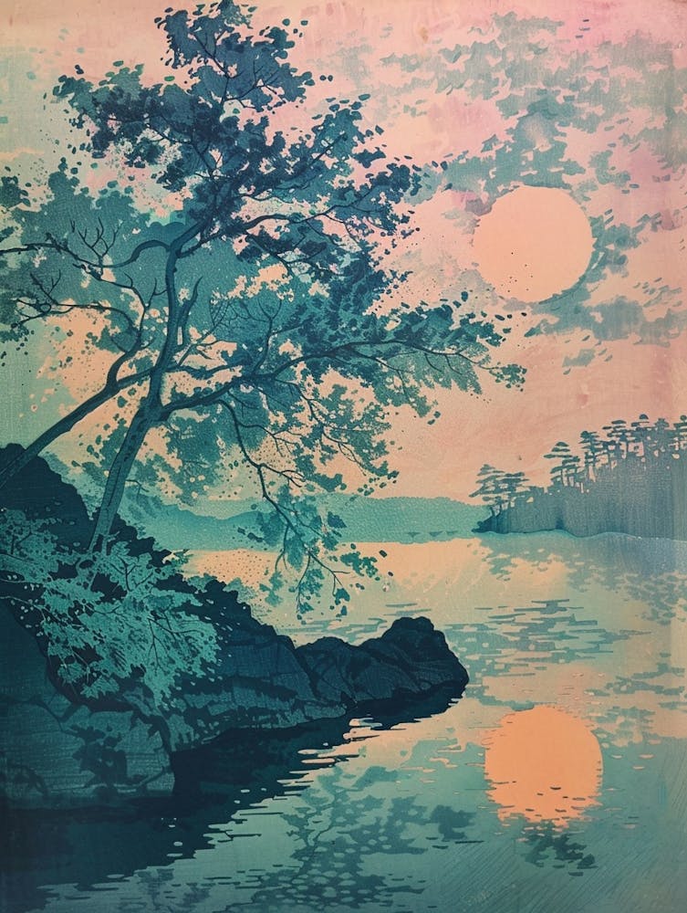 Yufuin Japan 4 Retro Illustration