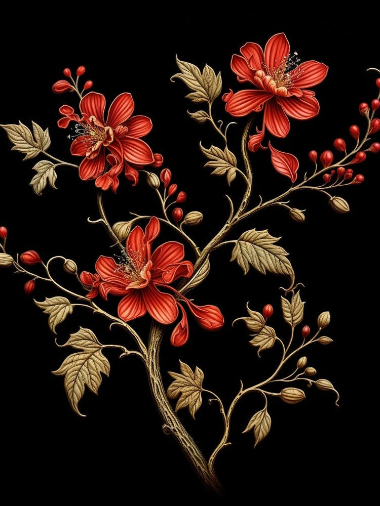 Witch Hazel 1 William Morris Style Winter Florals