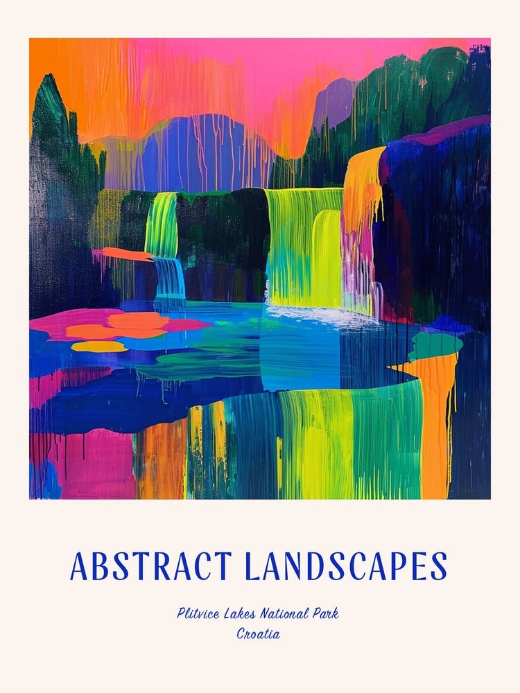 Colourful Abstract Plitvice Lakes National Park Croatia 6 Poster Blue