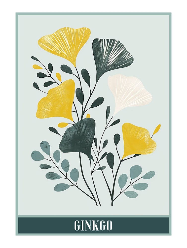Ginkgo Tree Flat Illustration 8 Poster