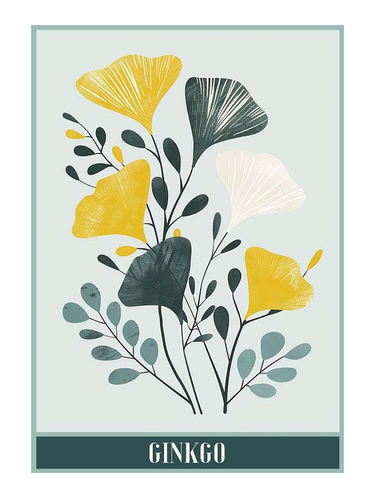Ginkgo Tree Flat Illustration 8 Poster