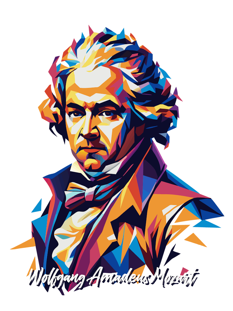 Wolfgang Amadeus Mozart 03 Portrait WPAP Pop Art
