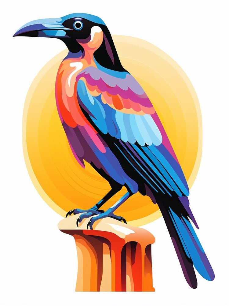 Colourful Geometric Bird Crow 2