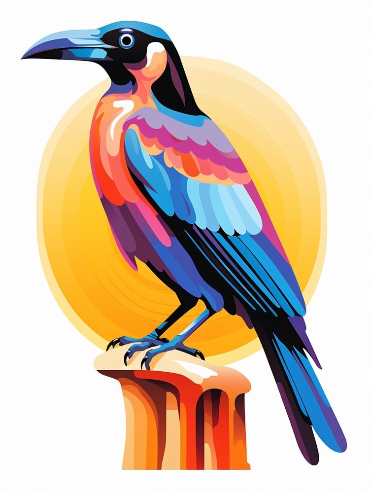 Farbenfroher geometrischer Vogel Krähe 2