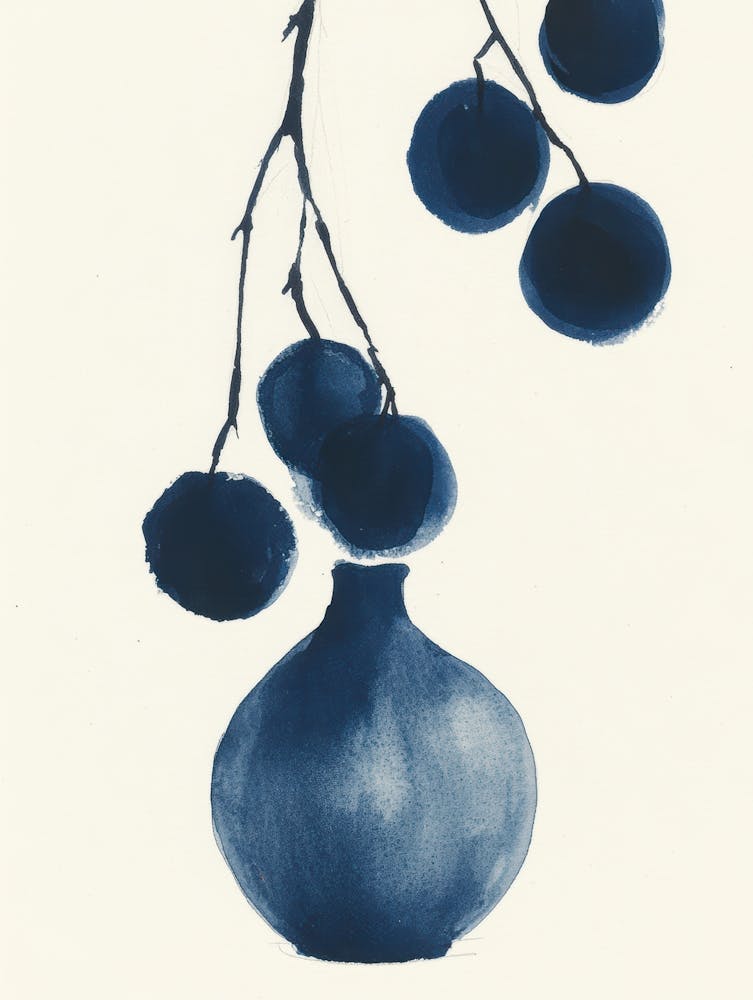 Blue Berries In A Vase