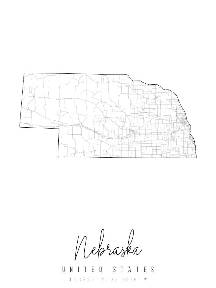 Nebraska Minimal Street Map