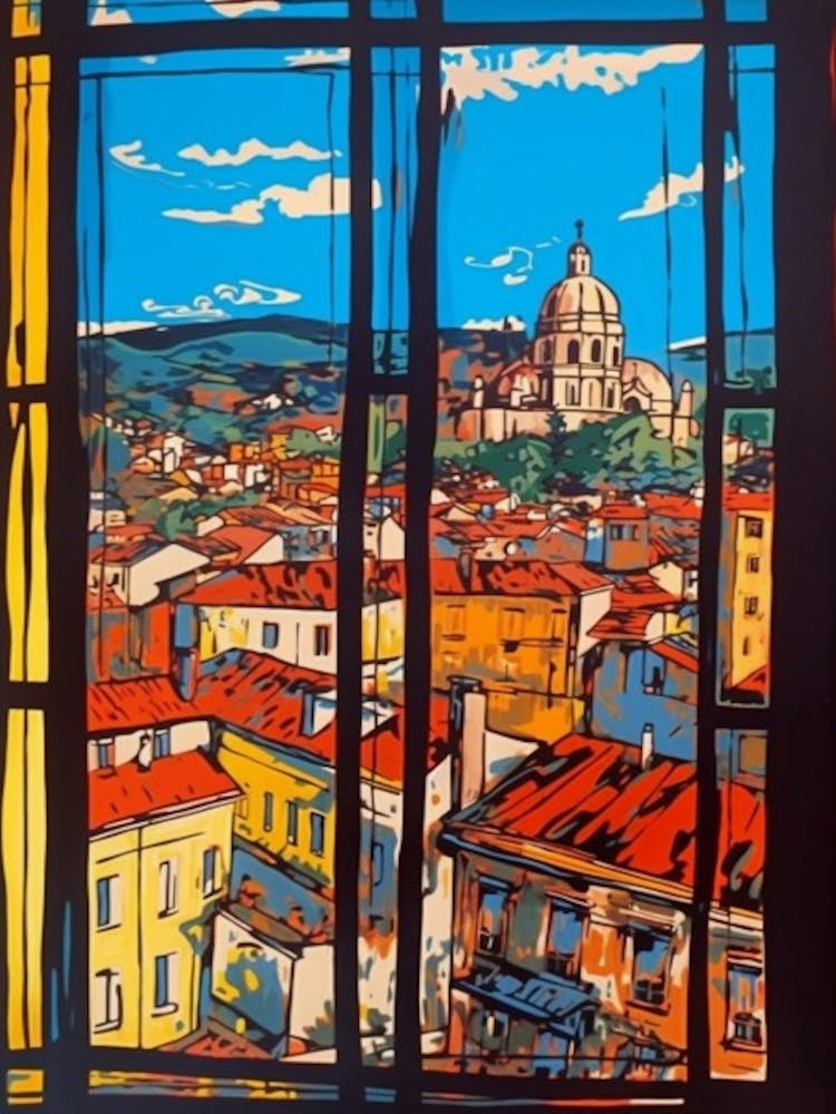 Window View Of Budapest Hungary In The Style Of Pop Art 2