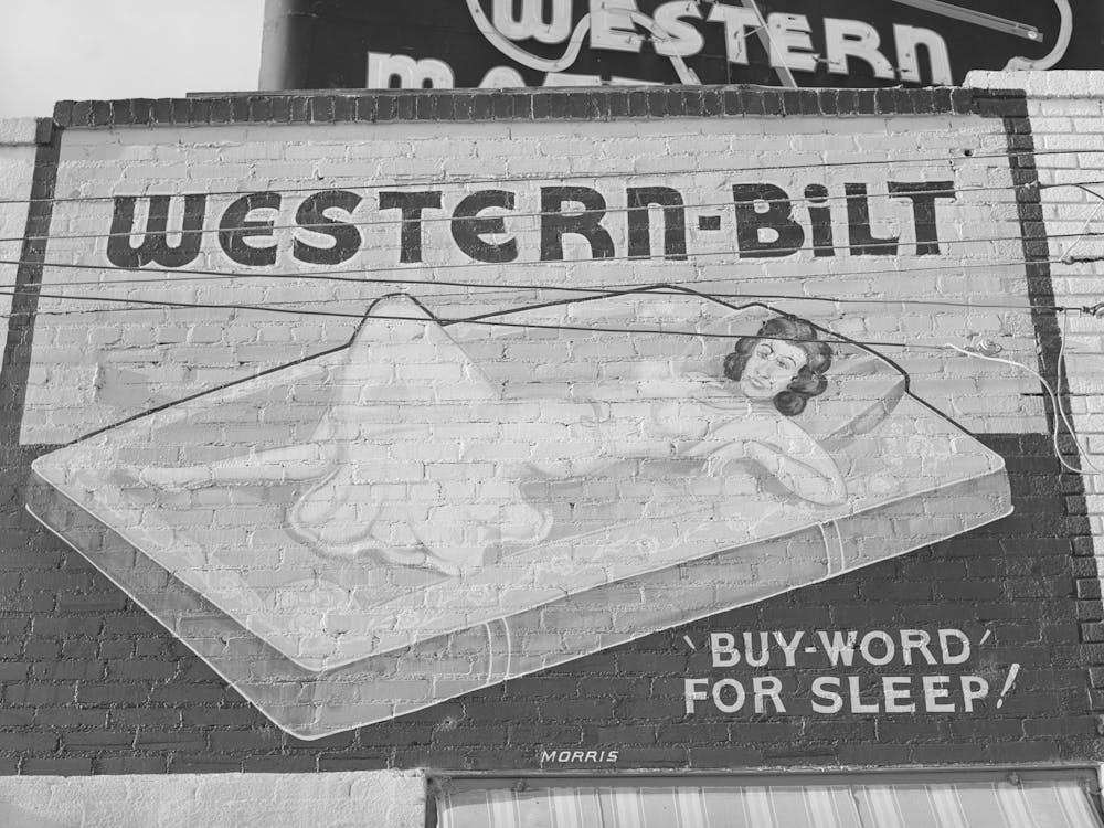 Sign On Side Of Mattress Factory, San Angelo, Texas By Russell Lee