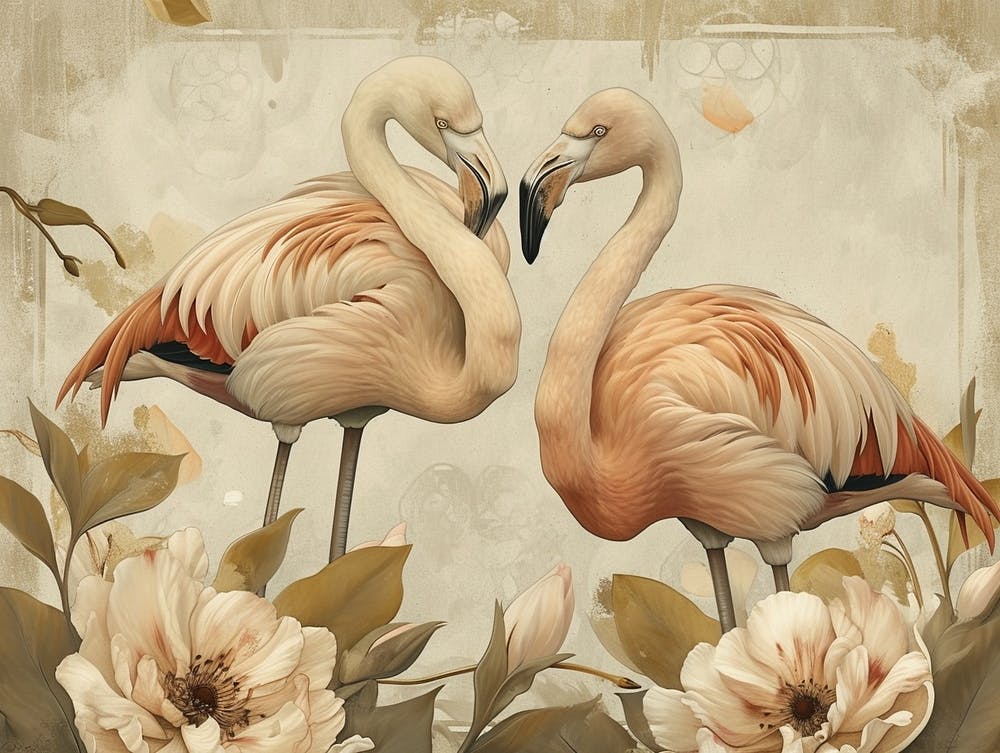 Floral Animal Illustration Flamingo 4