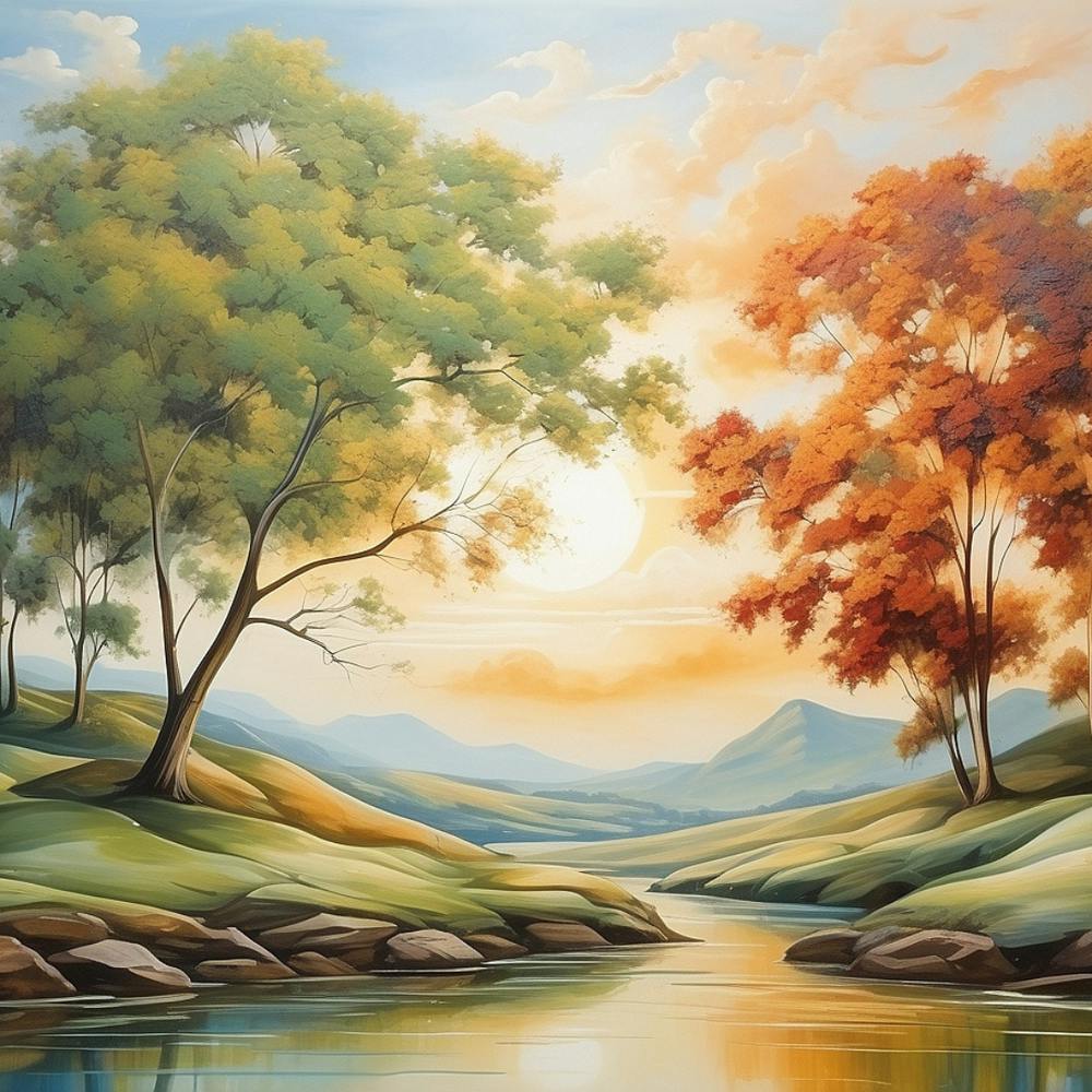 Autumn Trees By The River