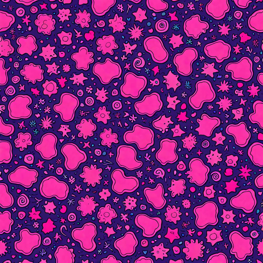 Doodles, A Seamless Pattern Featuring Abstract Shapes With Edges Rustic Purple And Pink Flat Art, 111