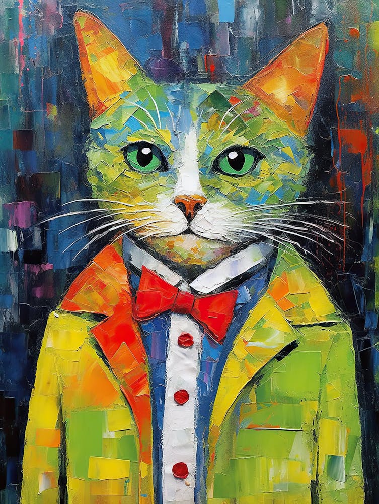 Tailored Whiskers; A Cat Glamorous Oil Portrait