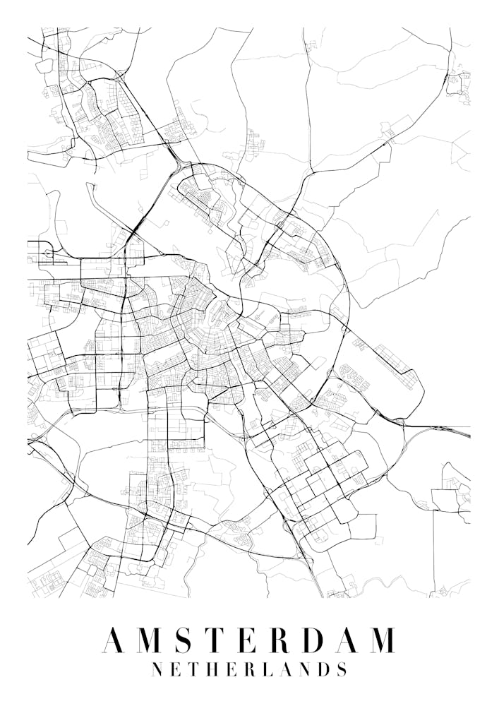 Amsterdam Netherlands Street Map Minimal