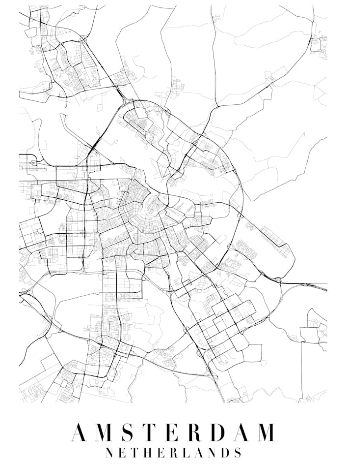 Amsterdam Netherlands Street Map Minimal