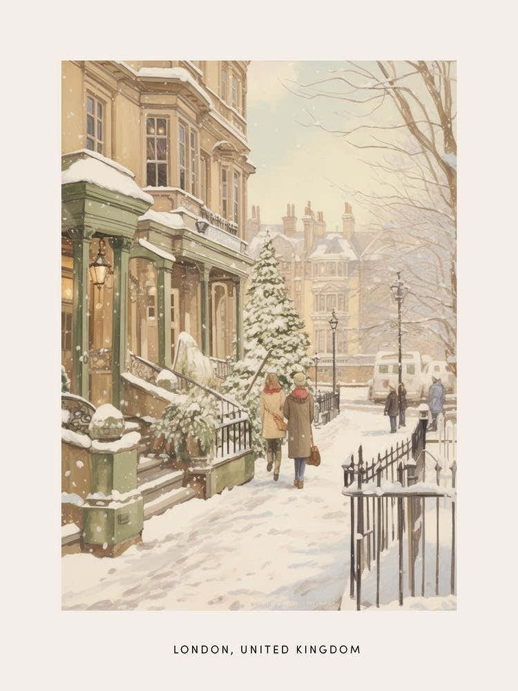 Vintage Winter Poster London United Kingdom 4