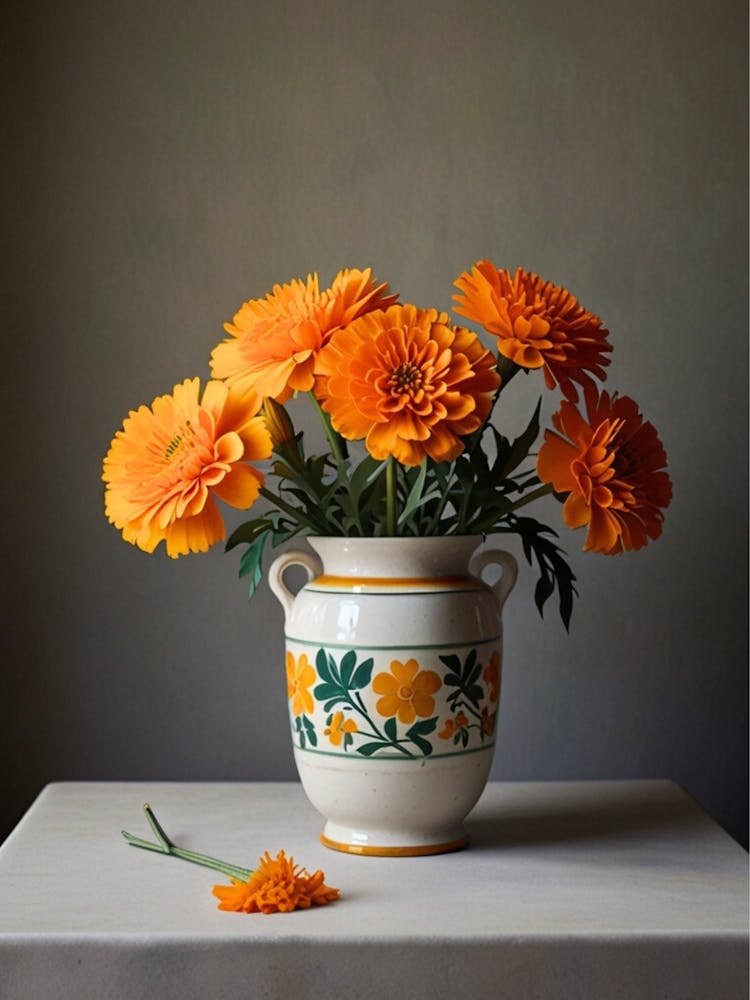 Orange Flowers In A Vase 3
