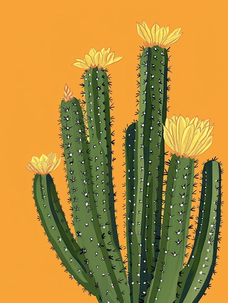 Rebutia Cactus Minimalist Abstract Illustration 4