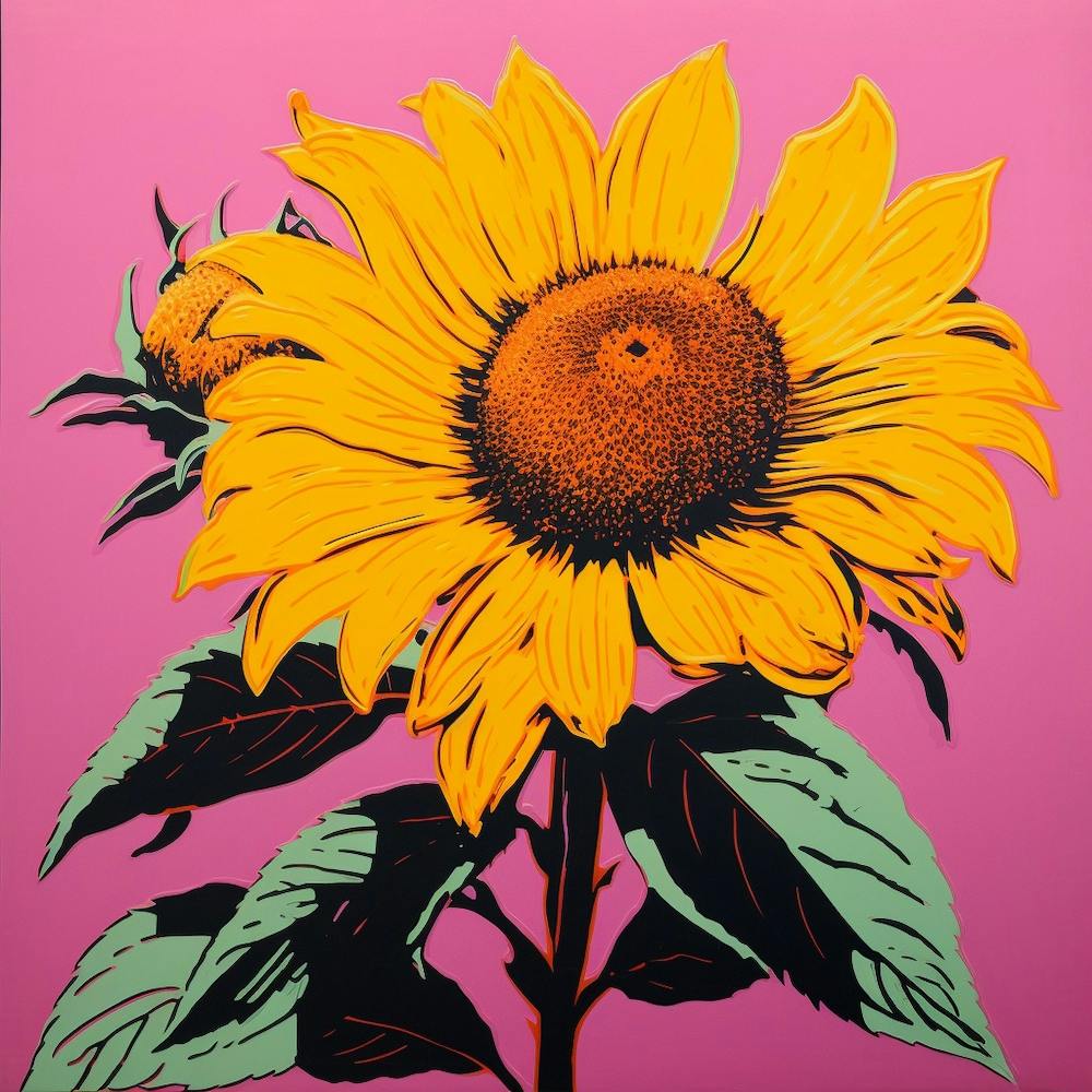 Sunflower 4 Pop Art Illustration Square