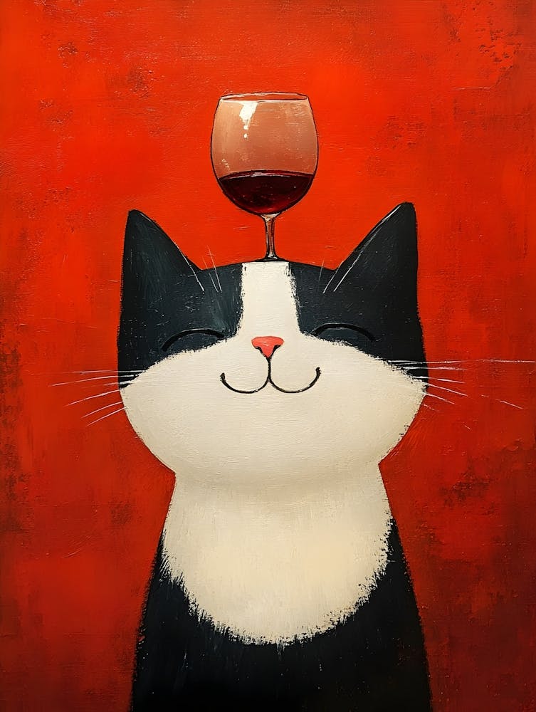 Cat Balances Wine 1